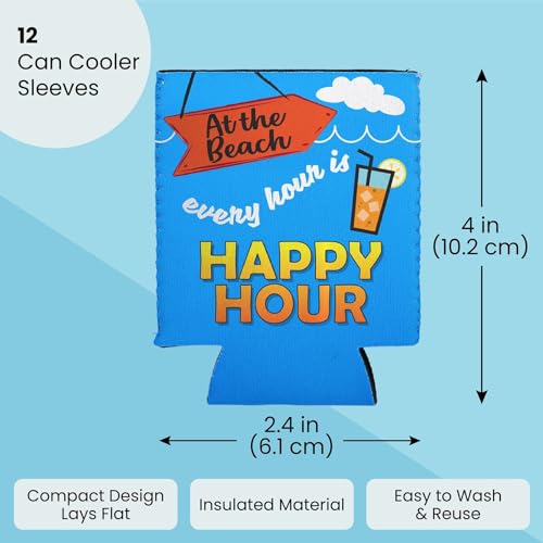 BLUE PANDA Neoprene Can Cooler Sleeves - 12-Pack 12 oz Multicolor Bottles & Cans - Insulated Beach Cozies & Drink Cozy Sleeves - Cruise-Themed Party Favors - Image 2