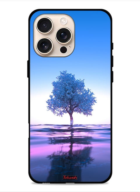 Apple iPhone 16 Pro Protective Case Cover Tree Neon Body Of Water Reflection Digital Art