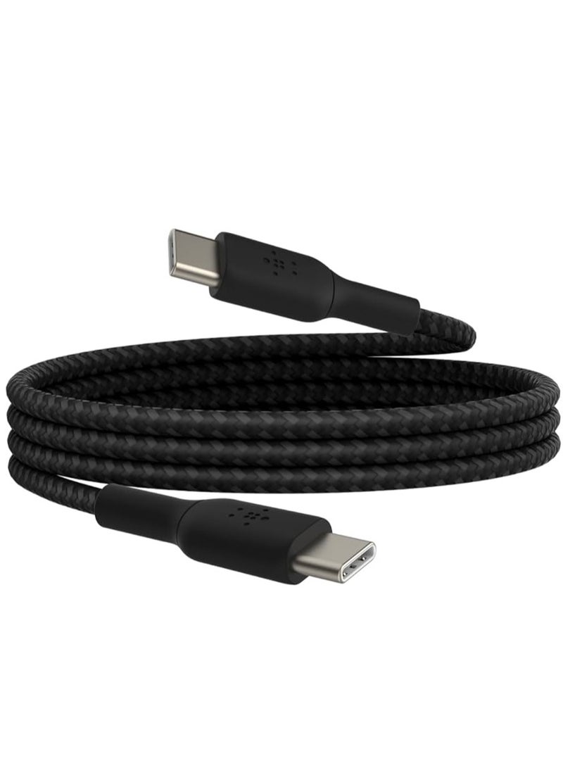 PowerMax Powermax USB-C to USB-C Cable, 1.2M Nylon Braided, 65W Power Delivery PD Fast Charging Cable – Compatible with iPhone 16, 15 Pro Max, iPad Mini 6, MacBook Pro Air M3/M2/M1, iPad Pro, Samsung S24, S23 Ultra, Lenovo, Dell, Xiaomi, and more. Black. - Image 1