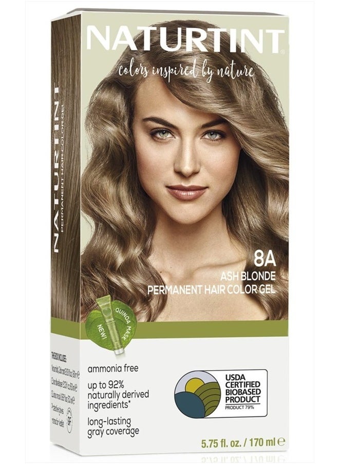 NATURTINT 8A Ash Blonde Permanent Hair Color (Pack of 1), Ammonia Free, Vegan, Cruelty Free, up to 100% Gray Coverage, Long Lasting Results (Packaging may vary)  - Image 1