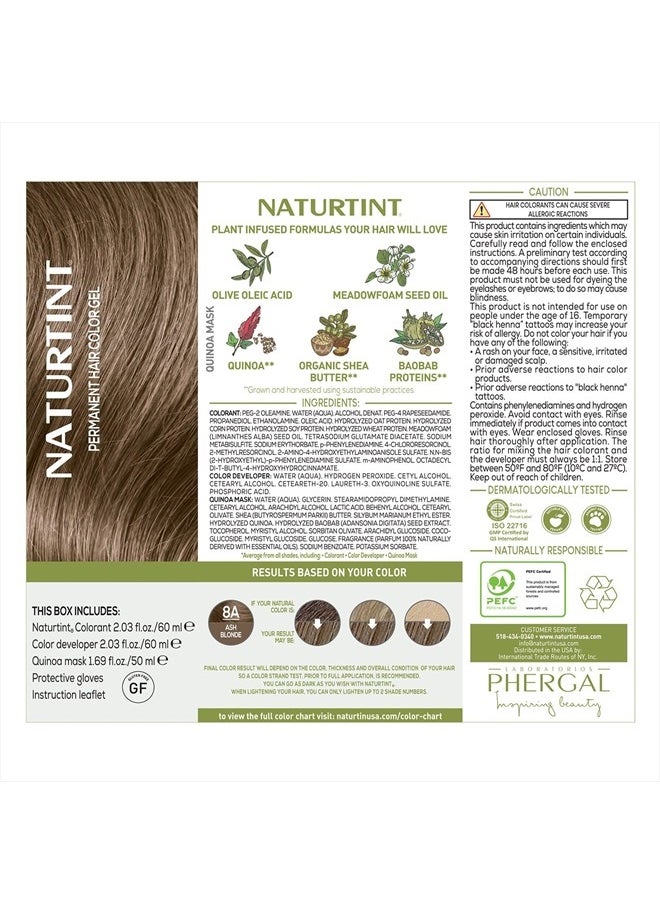 NATURTINT 8A Ash Blonde Permanent Hair Color (Pack of 1), Ammonia Free, Vegan, Cruelty Free, up to 100% Gray Coverage, Long Lasting Results (Packaging may vary)  - Image 4