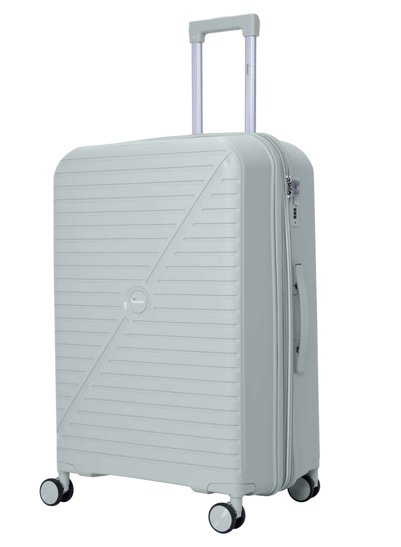 سيناتور حقيبة سفر بعجلات دوارة للجنسين قابلة للتوسيع خفيفة الوزن صلبة بسحاب مزدوج -فضي