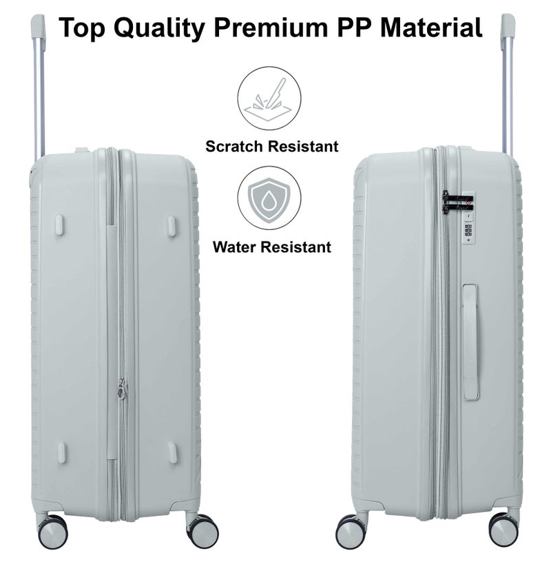 SENATOR Unisex Expandable PP Fashion Trolley Luggage Set Lightweight Hard Shell Spinner luggage with 360° Degree 4 Twin Wheel and Double Zippers KH1006-SILVER - Image 4
