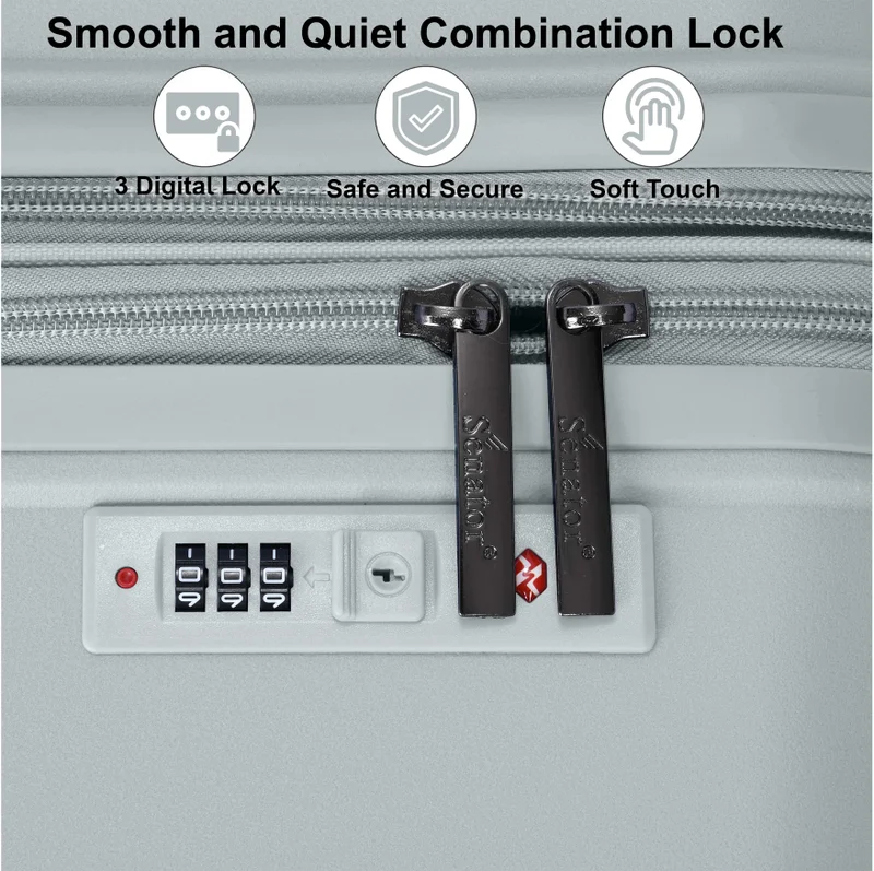 SENATOR SET OF 3 Unisex Expandable PP Fashion Trolley Luggage Set Lightweight Hard Shell Spinner luggage with 360° Degree 4 Twin Wheel and Double Zippers KH1006-SILVER  | Best Price UAE