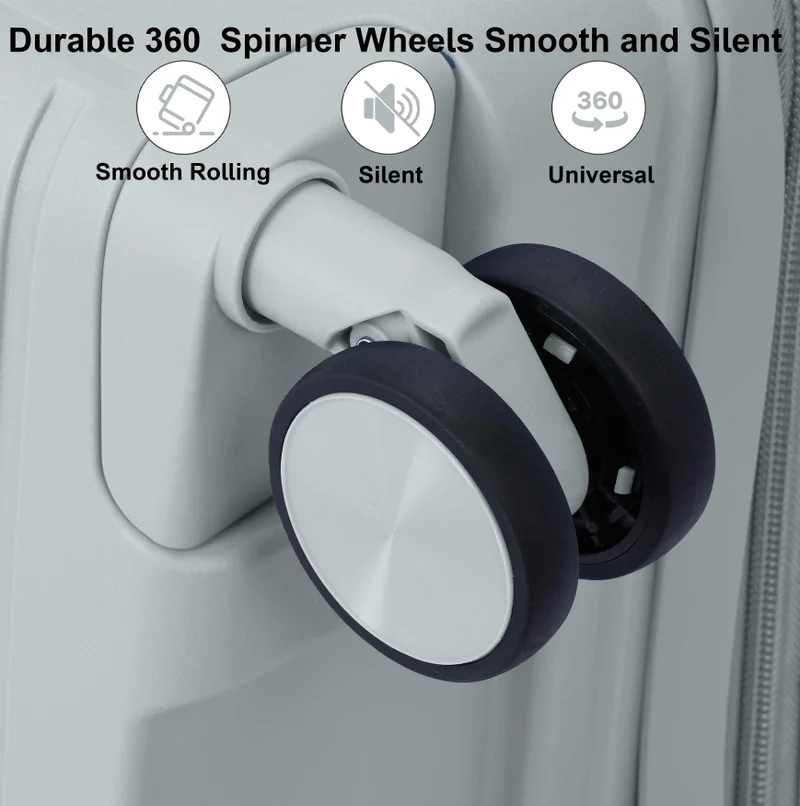 SENATOR SET OF 3 Unisex Expandable PP Fashion Trolley Luggage Set Lightweight Hard Shell Spinner luggage with 360° Degree 4 Twin Wheel and Double Zippers KH1006-SILVER  | Best Price UAE