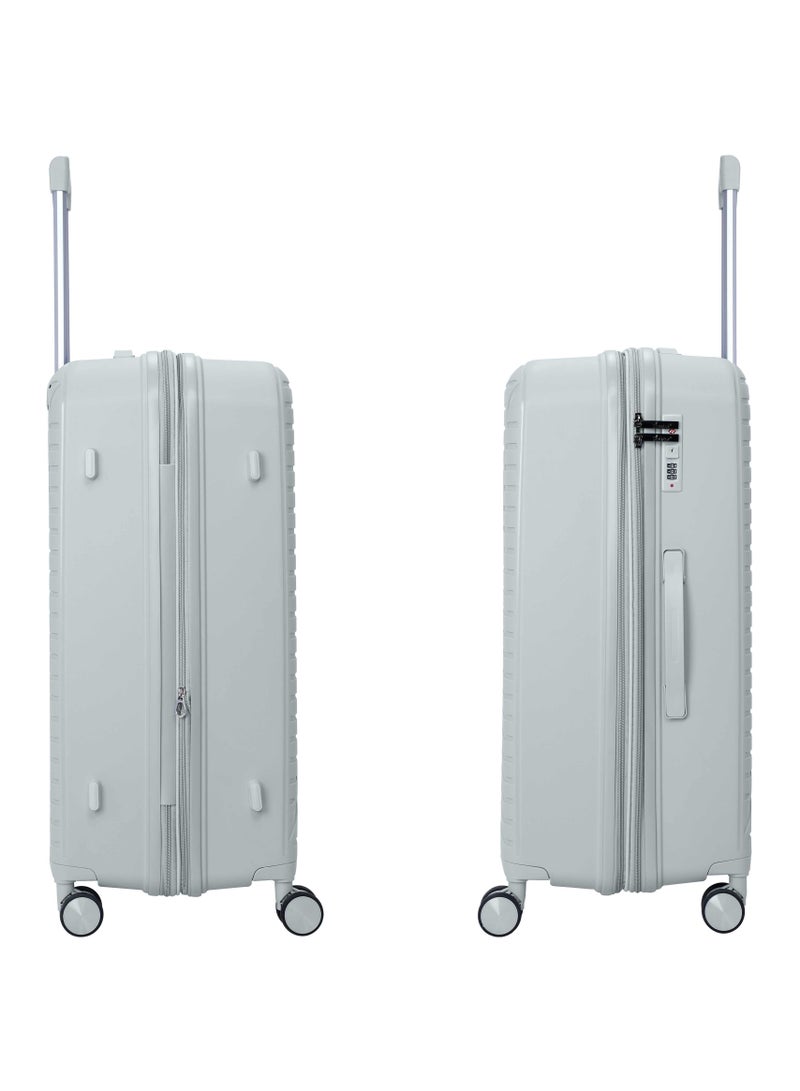 SENATOR Unisex Expandable PP Fashion Trolley Luggage Set Lightweight Hard Shell Spinner luggage with 360° Degree 4 Twin Wheel and Double Zippers KH1006-SILVER - Image 4