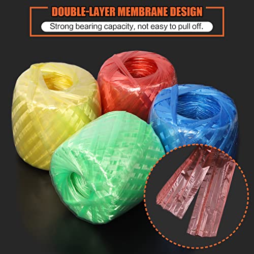 Tanstic 4 Rolls 4 Colors Polyester Nylon Plastic Rope Twine with Scissors, 35MM Width and 180M/590Ft Length Plastic Rope for Packing, Gardening(Green/Red/Yellow/Blue) - Image 4
