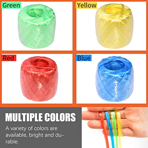 Tanstic 4 Rolls 4 Colors Polyester Nylon Plastic Rope Twine with Scissors, 35MM Width and 180M/590Ft Length Plastic Rope for Packing, Gardening(Green/Red/Yellow/Blue) - Image 5