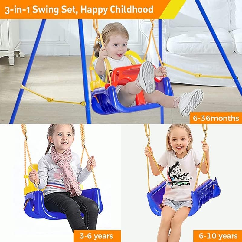 Jumix JUMIX Childrens Swing with Iron Frame Swing for 6 Months3 Years Baby Swing with Swing Frame High Stability Garden Swing up to 25 kg for Indoor and Outdoor Use - Image 3