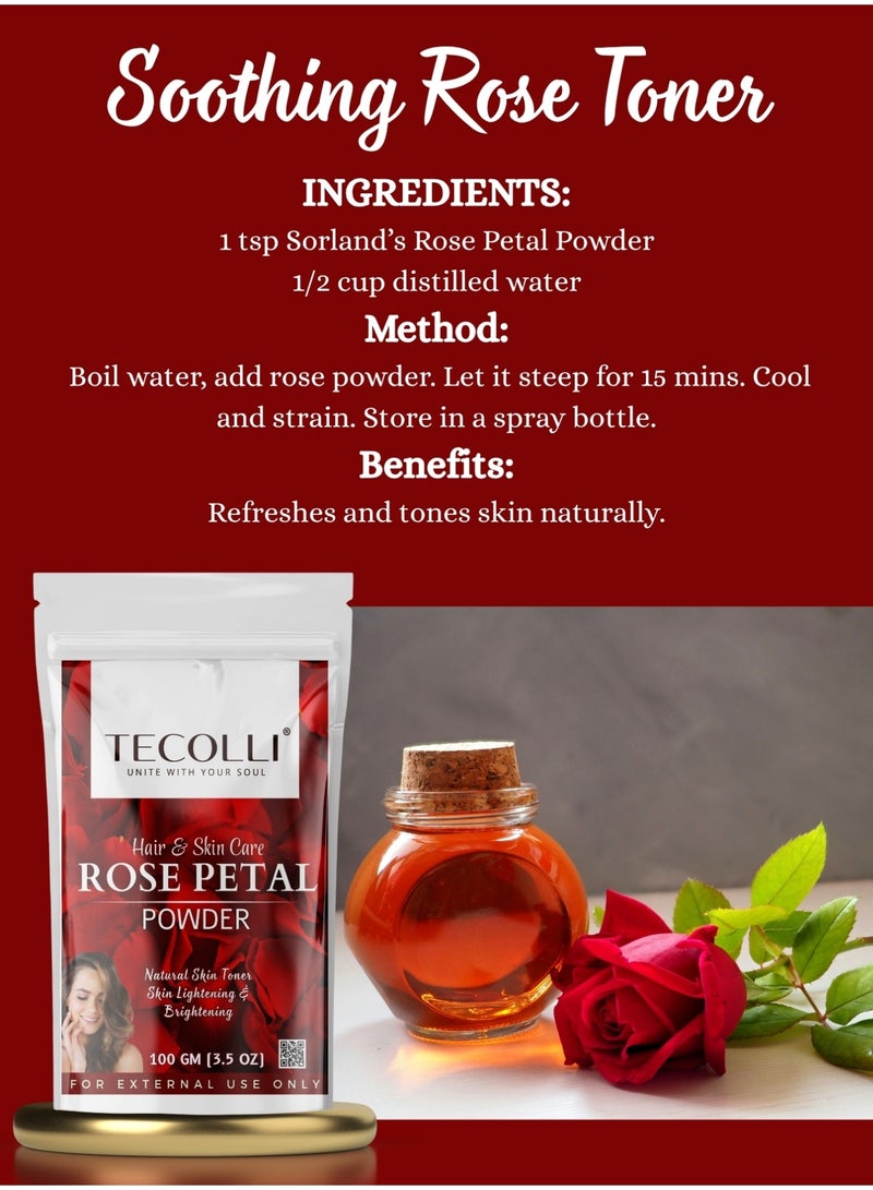 Tecolli® Rose Petal Powder – Natural Skin & Hair Care | 100% Pure | Chemical-Free | No Added Colors or Preservatives | 100g - Image 5