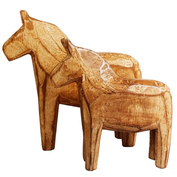 SET OF 2 NEUTRAL PAINTING DALA HORSE SWEDISH DALA HORSE STATUE VINTAGE UNFINISHED WOODEN HORSE FIGURINE STATUE HORSECAN PAINTING BY YOURSELF DALA HORSE