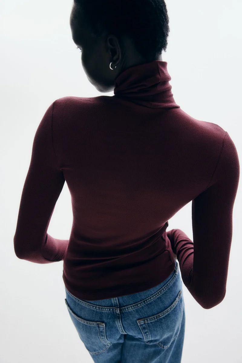 H&M Ribbed polo-neck top