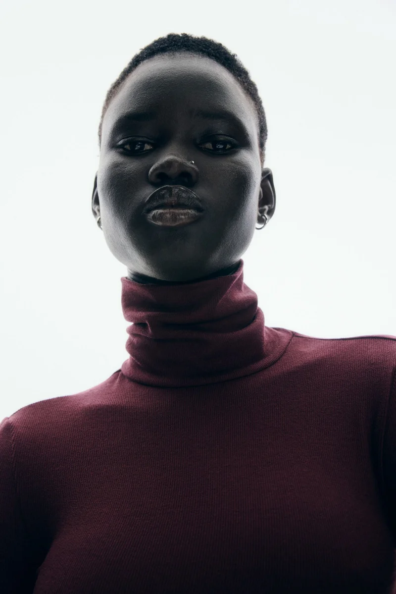 H&M Ribbed polo-neck top