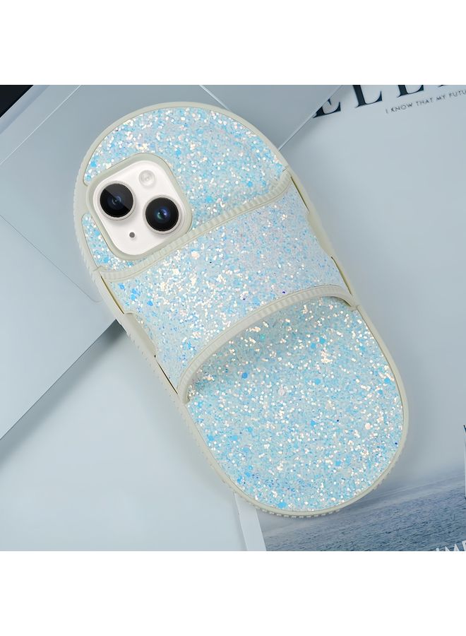HuHa Case Cover For iPhone 13 Creative Glitter Slipper Design TPU Shockproof Phone Case white