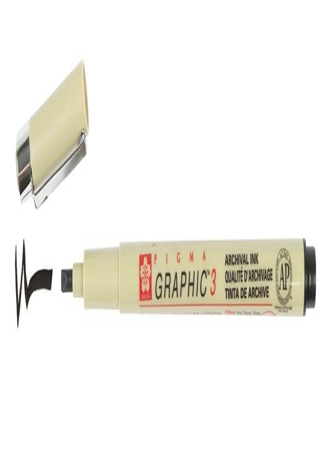 Pigma Sakura Pigma Graphic - Pigment Calligraphy Pen - Single - 3.0mm - Black - Image 2