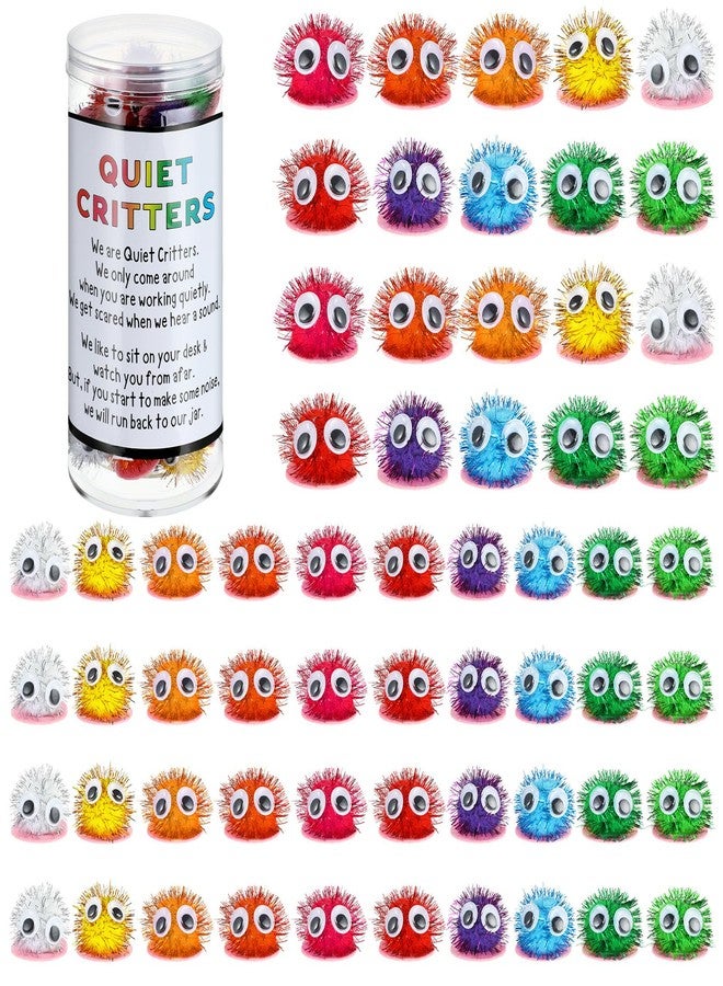 WinnerWhy 50 Pcs 1'' Multicolor Pom Poms Critters with Plastic Jar Quiet Critters Classroom Management, Behavior Classroom Management Tool, Homeschooling, Educational and Learning Activities for Kids - Image 1