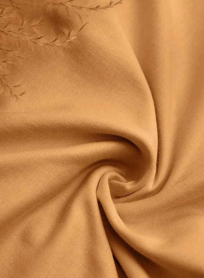 The Souled Store Men Tan Supima Cotton Round Neck T-Shirt
