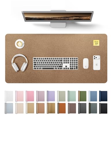 YSAGi Leather Desk Protector Office Mat Large Mouse Mat NonSlip PU Leather Blotter Laptop Pad Waterproof Writing Pad for Office and Home Shiny Bronze 315 x 158 - Image 1