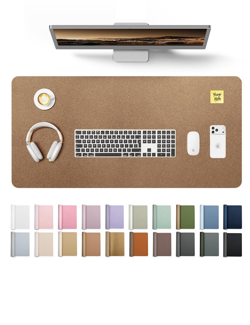 YSAGi Leather Desk Protector Office Mat Large Mouse Mat NonSlip PU Leather Blotter Laptop Pad Waterproof Writing Pad for Office and Home Shiny Bronze 315 x 158 - Image 2