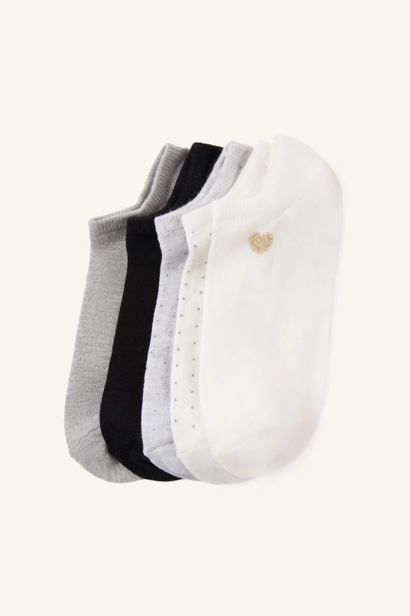 ديفاكتو Woman 5 Piece Heart Print Cotton Short Socks