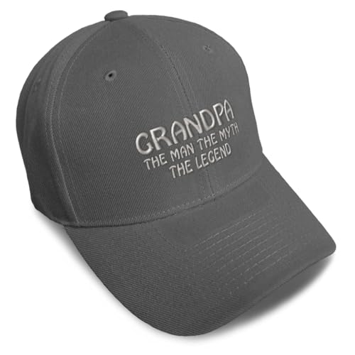 Speedy Pros Baseball Caps for Men & Women Embroidered Grandpa Man Myth Legend Grandfather Pops Ladies & Men Baseball Hats Acrylic Dark Grey Design Only - Image 1