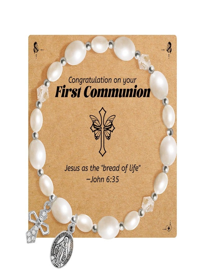 BAYLAY First Communion Gifts for Teens Girls - Cross Bracelet First Communion Bracelet Gifts for Catholic Party Favors - Image 1