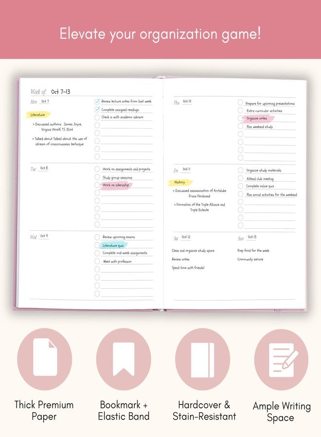 Lamare Academic Planner 2025-2026 - Undated Weekly College Student Planner 2025-2026 For Homeschool, High School, College & Nursing Students - Image 3