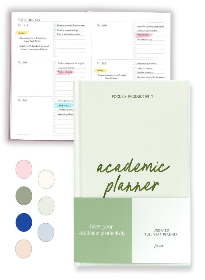 Lamare Academic Planner 2025-2026 - Undated Weekly College Student Planner 2025-2026 For Homeschool, High School, College & Nursing Students - Image 1
