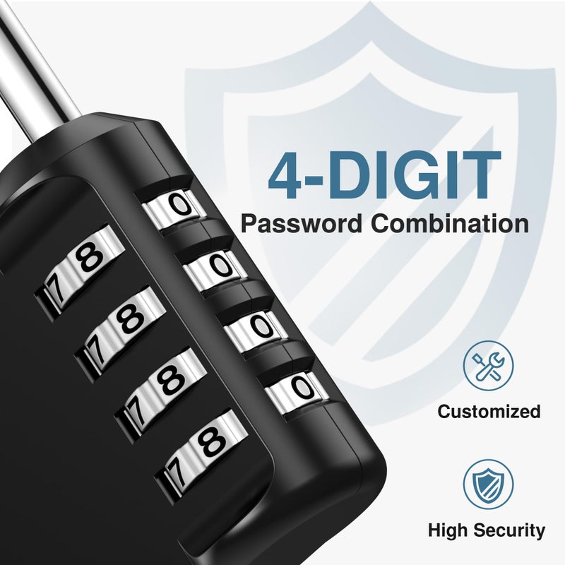 Puroma Combination Lock 4 Digit Waterproof Locker Locks Secure Outdoor Padlock for Gym Lockers, Toolboxes, Gates, Fences, Storage, Sports Locker, Cabinets (Black) - Image 2