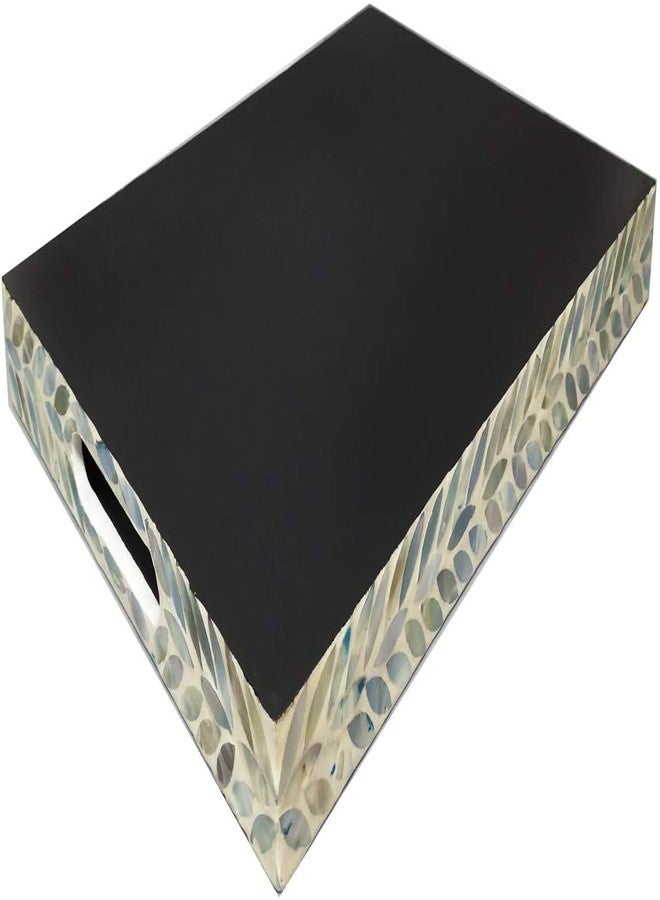 i-lan Creative Rectangular Mother of Pearl Shell Severing Tray Lacquer Wooden Decorative Tray Handmade Shell Serving Tray (35cm) - Image 4