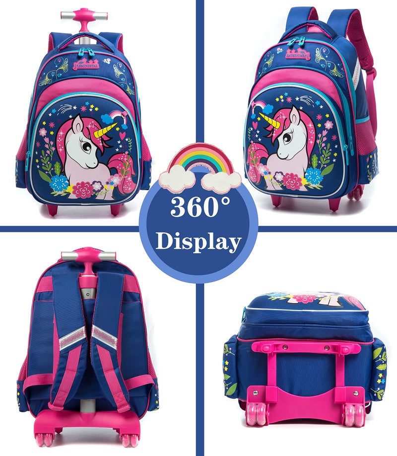 Meetbelify Girls Unicorn Rolling Backpacks Kids Backpack with Wheels for Girls School Bags with Lunch Box - Image 3