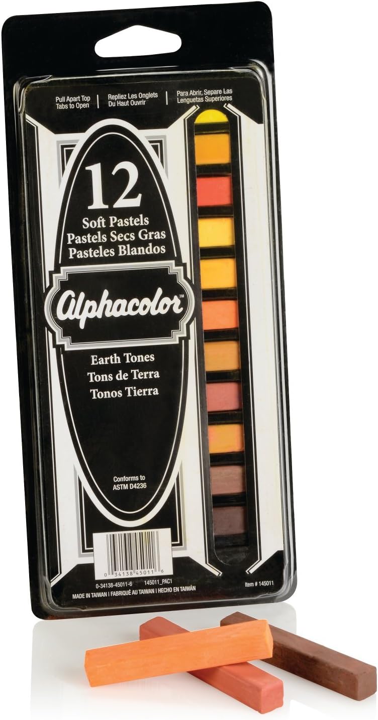 Derwent Alphacolor Soft Pastels Set - 12 Earth Tone Colors for Art and Craft - Image 2