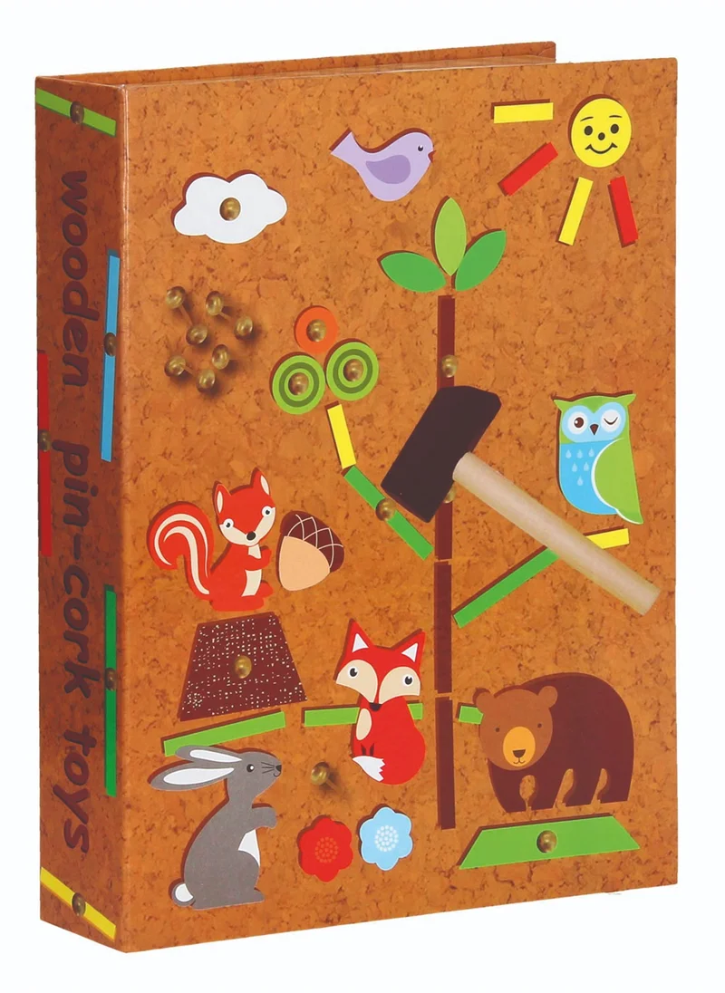 ألعاب أندرو Wooden Pin-Cork Forest Friends Tap A Shape Set