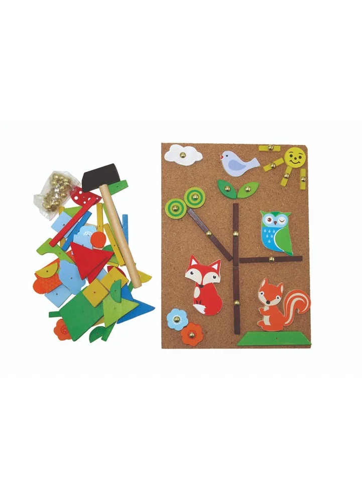 andreu Toys Wooden Pin-Cork Forest Friends Tap A Shape Set