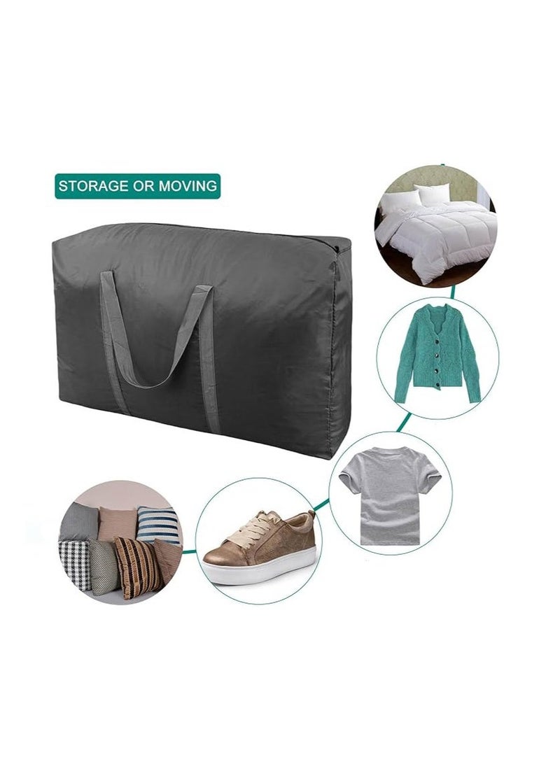 3 Pcs Large Storage Bags Waterproof Heavy Duty 600D Oxford Moving Bags, Closet Organizer Bags Ideal For Bedding, Duvets, Pillows, Laundry, Clothes or Moving home, Full Black - Image 5