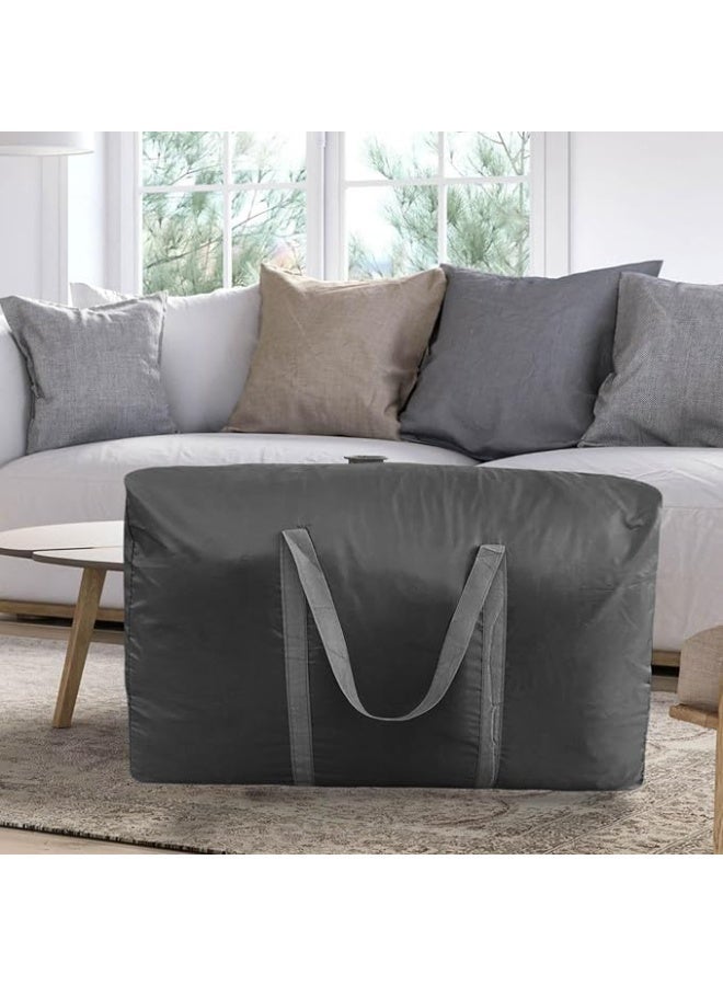 3 Pcs Large Storage Bags Waterproof Heavy Duty 600D Oxford Moving Bags, Closet Organizer Bags Ideal For Bedding, Duvets, Pillows, Laundry, Clothes or Moving home, Full Black - Image 2