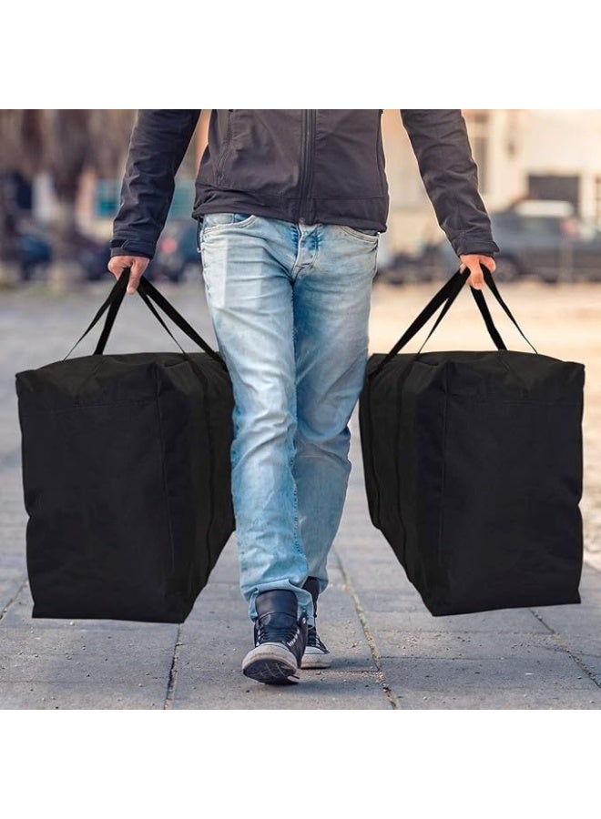 3 Pcs Large Storage Bags Waterproof Heavy Duty 600D Oxford Moving Bags, Closet Organizer Bags Ideal For Bedding, Duvets, Pillows, Laundry, Clothes or Moving home, Full Black - Image 4