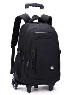 Students Backpack, 6 Wheels Trolley School Bag, Large Capacity Wheeled Travel Book bag Laptop Backpack for Boys Girls Kids Teens (Black)