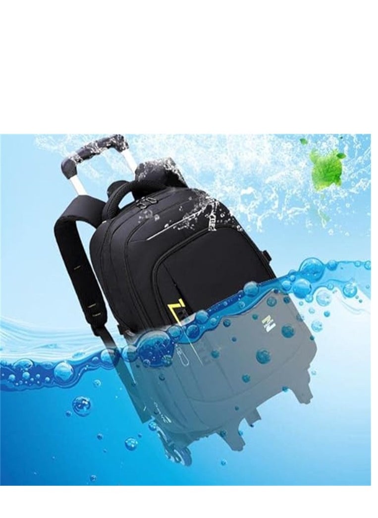 ZIRANYU - Students Backpack, 6 Wheels Trolley School Bag, Large Capacity Wheeled Travel Book bag Laptop Backpack for Boys Girls Kids Teens (Black) - Image 1