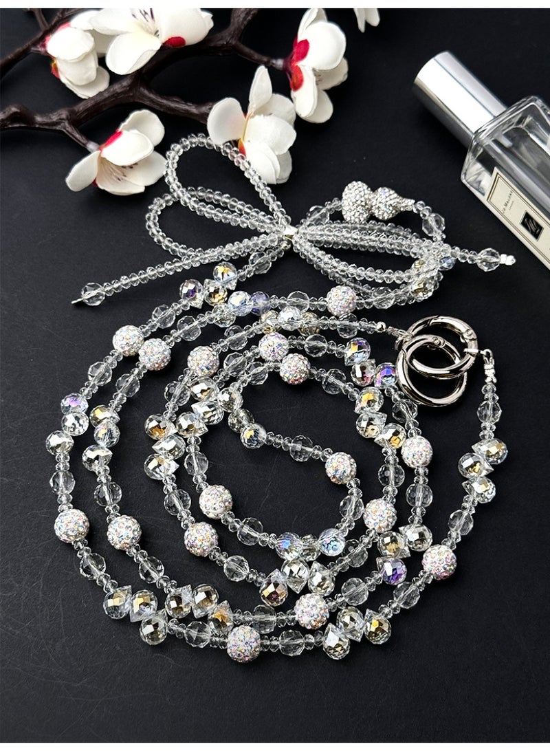NIBEMINENT Super Cute Beaded Phone Charm – Trendy Phone Chain Wrist Strap, Shining Beads Chain Lanyard for Cell Phone