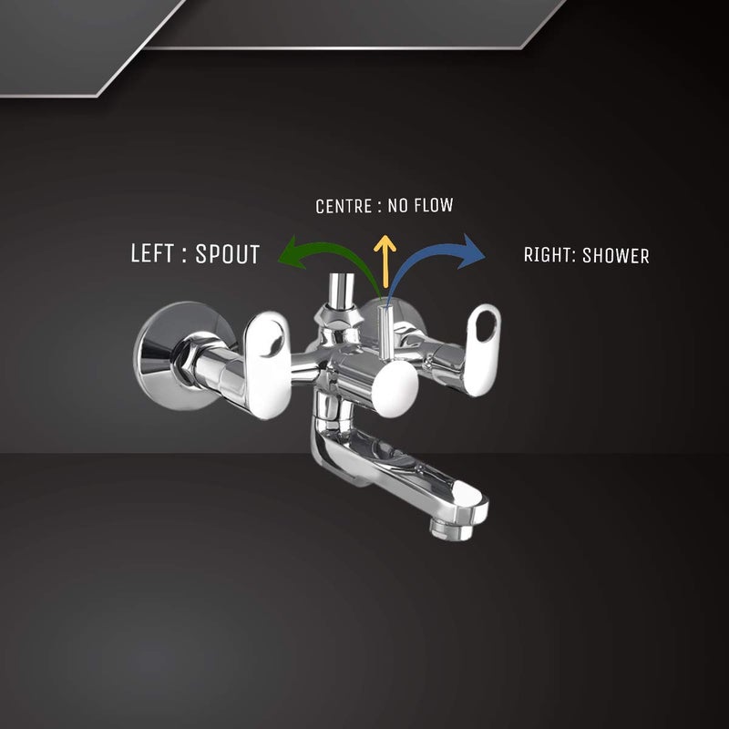 10X WM-11340 2 in 1 Brass Wall Mixer with Crutch and Hand Shower with 1 Meter Tube (Silver) - Image 4