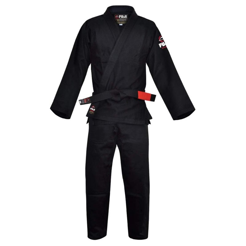 FUJI Kids All-Around Brazilian Style Jiu Jitsu Uniform with C0-Sized White Belt, Black, Size C1 - Image 1