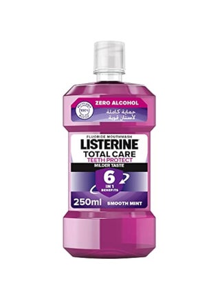 Listerine, Total Care, Teeth Protect, 6 Benefit Fluoride Daily Mouthwash, Milder Taste, Smooth Mint, 250ml