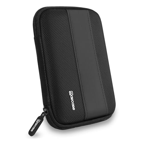 AirCase Rugged Hard Drive Case for 2.5-inches Western Digital, Seagate, Toshiba, Portable Storage Shell for Gadget Hard Disk USB Cable Power Bank Mobile Charger Earphone, Water Resistant (Black) - Image 1