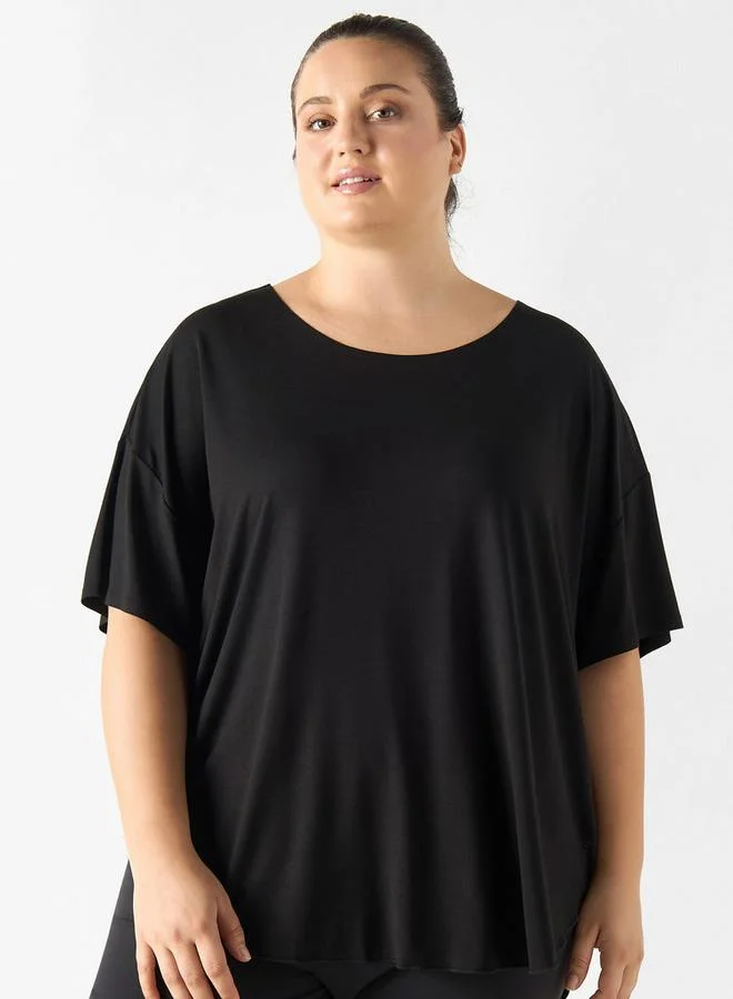 ADOT by Splash Round Neck High Low T-shirt with Short Sleeves