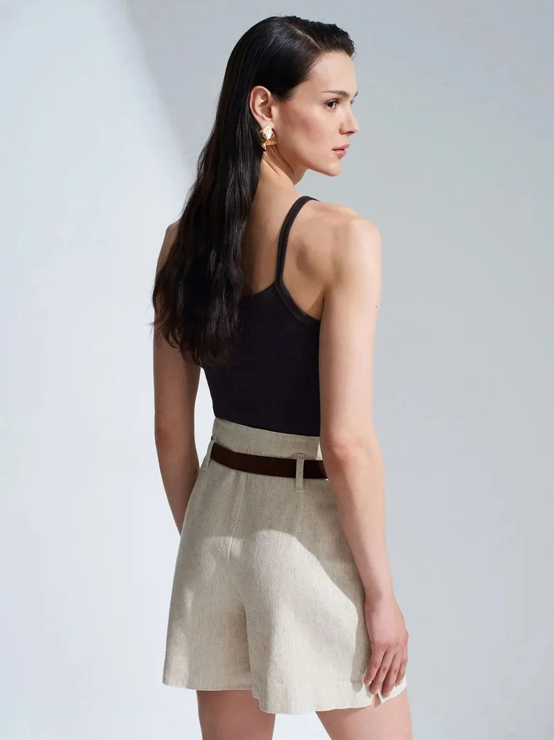 Dilvin Dilvin Ribbed Halterneck Sleeveless Blouse