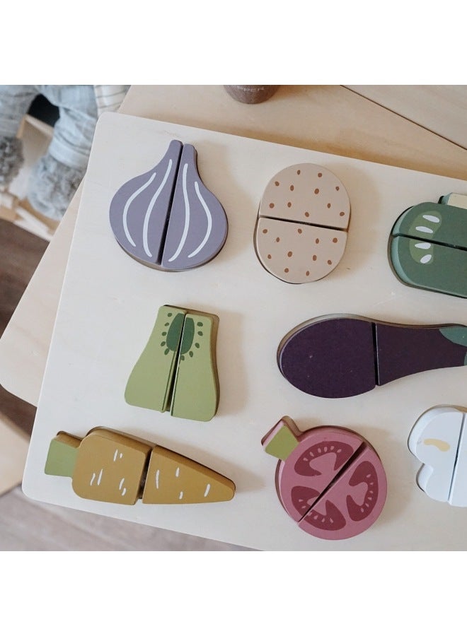 Nunukids Planar Vegetable 0.45 Play House Toys Jigsaw Puzzle Puzzle Wooden Toys-Color:(nunukids) Flat Vegetable Cut - Image 3