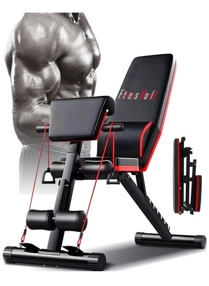 Fitness World - Folding and adjustable multi-use exercise and weight lifting bench, Knight model - Image 1