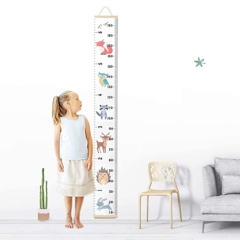 Smlper Growth Chart for Kids,Child Height Chart Ruler for Wall,Wood Frame Fabric Canvas Height Measurement Ruler for Kids Nursery Room,Removable Wall Decor 79"x7.9" - Image 4