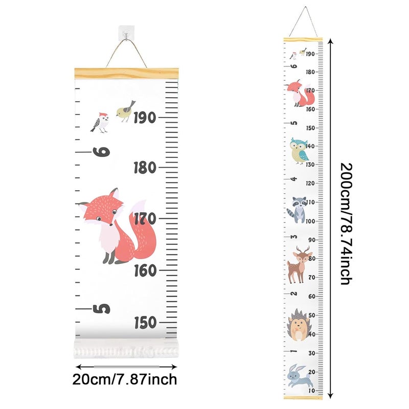 Smlper Growth Chart for Kids,Child Height Chart Ruler for Wall,Wood Frame Fabric Canvas Height Measurement Ruler for Kids Nursery Room,Removable Wall Decor 79"x7.9" - Image 2